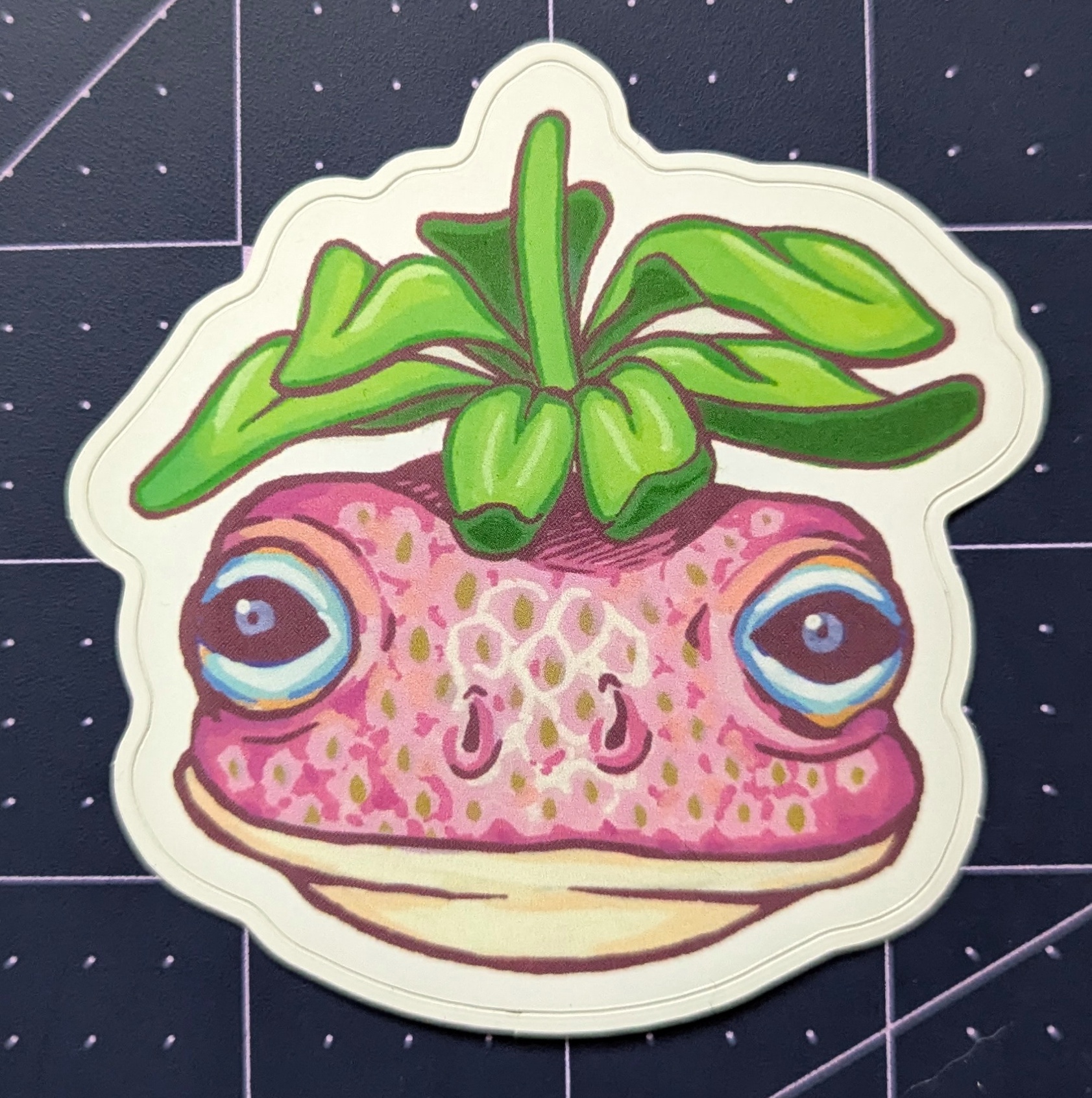 strawberry frog sticker by jenbornnart